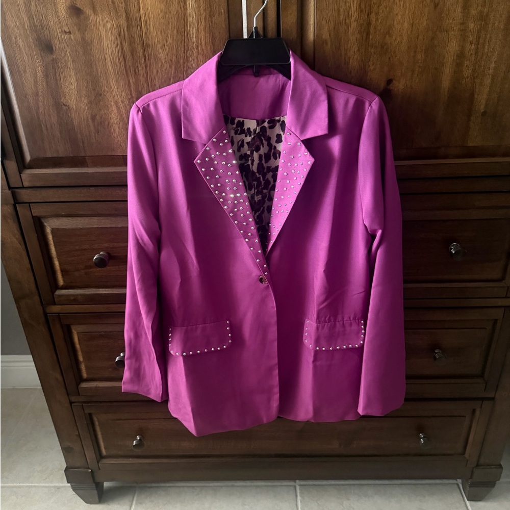 Vibrant Fuchsia Studded Blazer